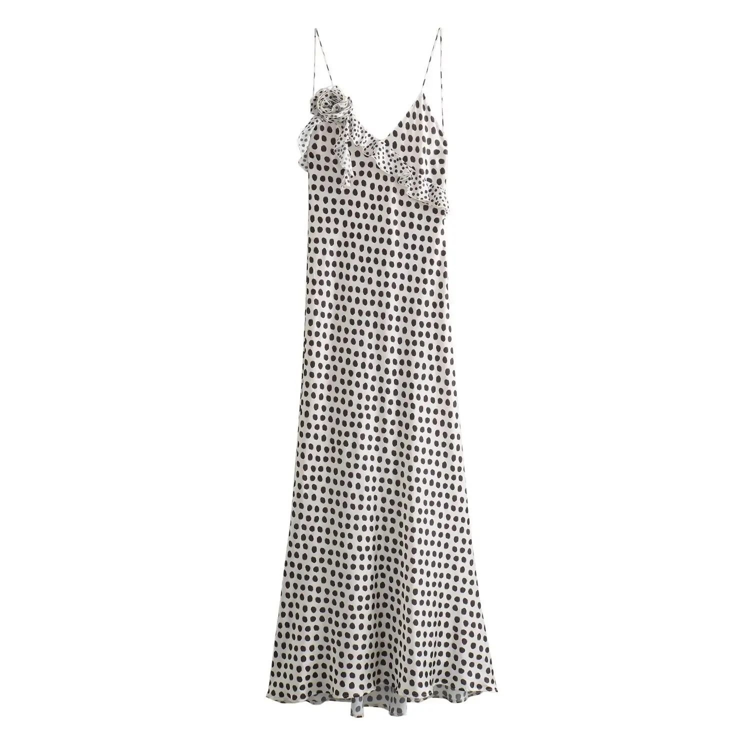 Must Have Polka Dot Ruffle Dress - Woman Flower Slip Maxi Dresses for Women Satin Backless Long Dress Women Summer Party Dresses Woman
