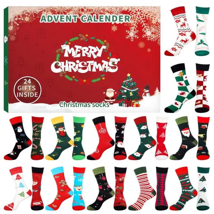 christmas socks for every day in december advent calendar 24 days countdown Christmas Socks for every Day in December Advent Calendar 24 Days Countdown