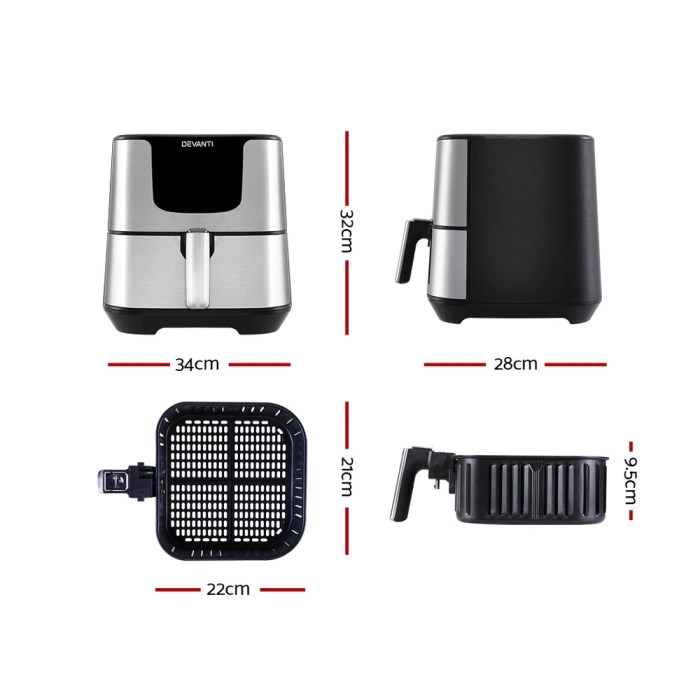 Private: Devanti Air Fryer 7L LCD Fryers Stainless Steel Devanti Air Fryer 7L LCD Fryers Stainless Steel