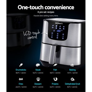 Private: Devanti Air Fryer 7L LCD Fryers Stainless Steel Devanti Air Fryer 7L LCD Fryers Stainless Steel