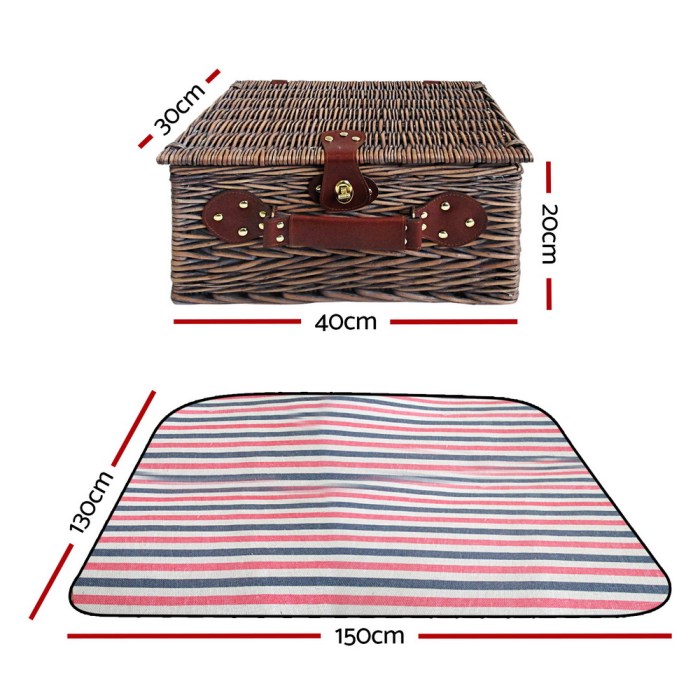 Alfresco 4 Person Picnic Basket Set Insulated Blanket Bag Alfresco 4 Person Picnic Basket Set Insulated Blanket Bag