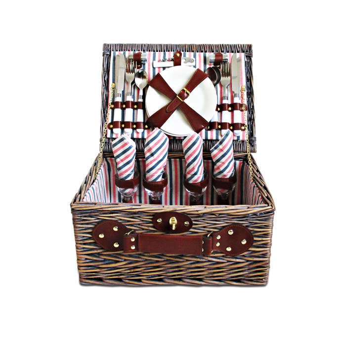 Alfresco 4 Person Picnic Basket Set Insulated Blanket Bag Alfresco 4 Person Picnic Basket Set Insulated Blanket Bag