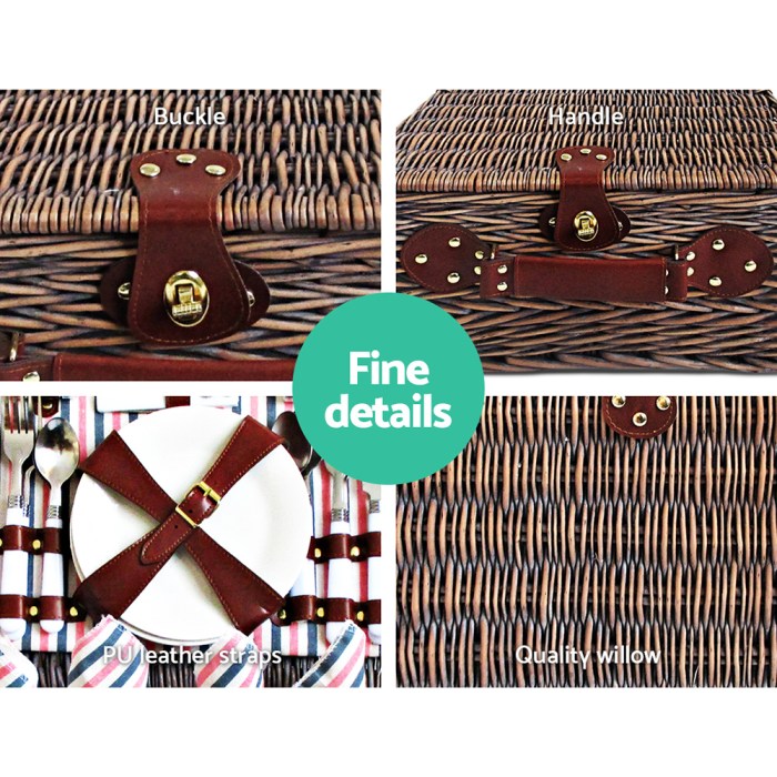 Alfresco 4 Person Picnic Basket Set Insulated Blanket Bag Alfresco 4 Person Picnic Basket Set Insulated Blanket Bag