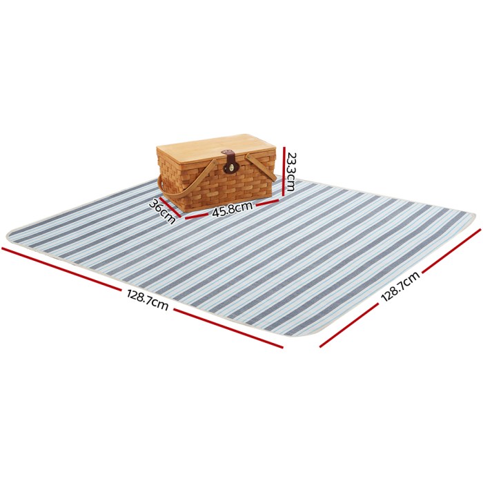 Alfresco 4 Person Picnic Basket Set Wooden Blanket Bag Insulated Alfresco 4 Person Picnic Basket Set Wooden Blanket Bag Insulated