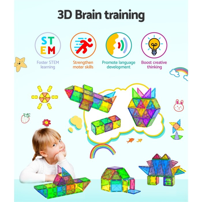 Keezi 60pcs Kids Magnetic Tiles Blocks Building Educational Toys Children Gift Keezi 60pcs Kids Magnetic Tiles Blocks Building Educational Toys Children Gift