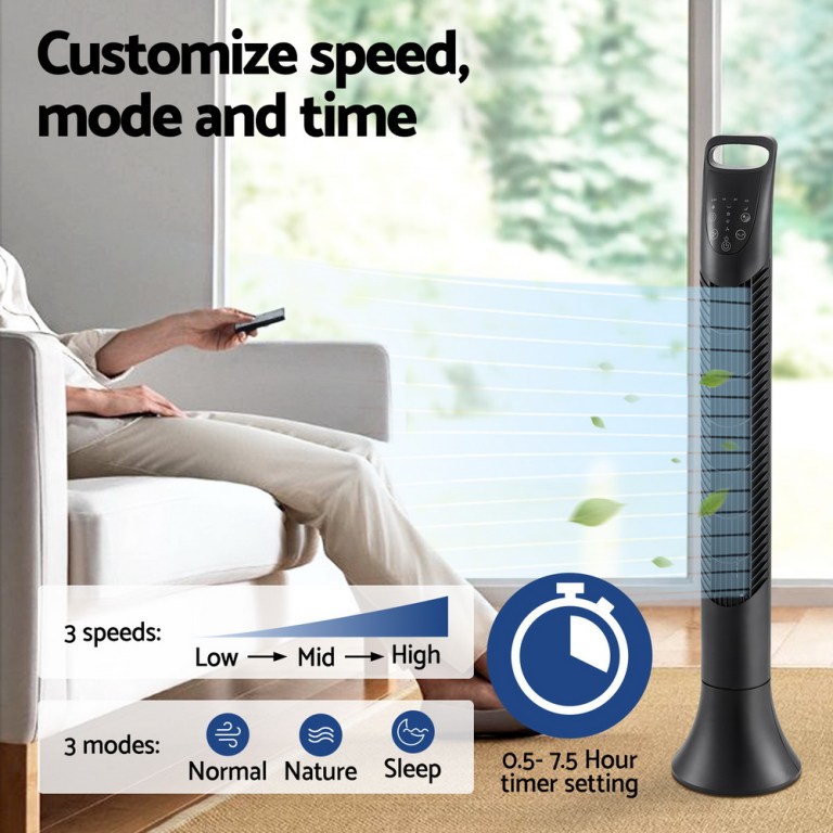 Private: Devanti Tower Fan Oscillating 3 Speeds with Remote 91cm Devanti Tower Fan Oscillating 3 Speeds with Remote 91cm