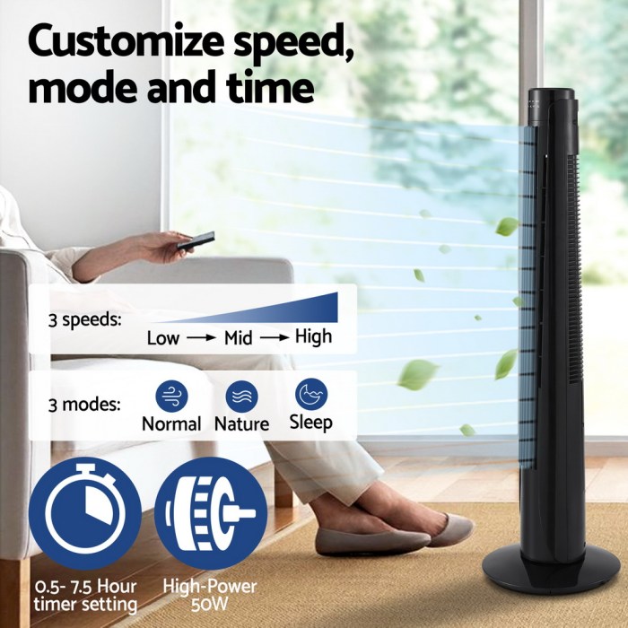 Private: Devanti Tower Fan Oscillating 3 Speeds with Remote 93cm