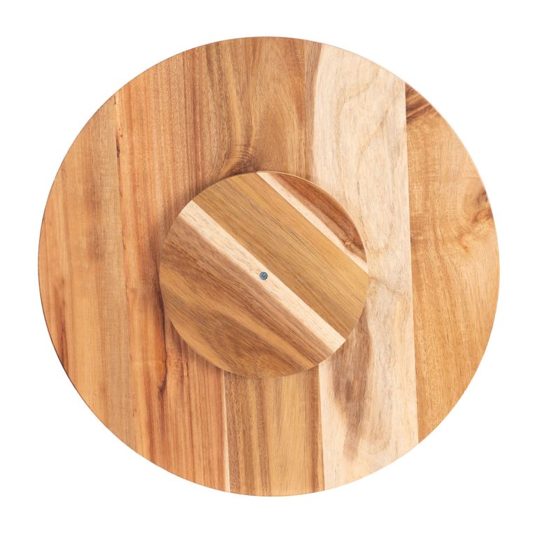 Bread and Butter 18 Inch Print Wooden Lazy Susan Tray – White Snowflake