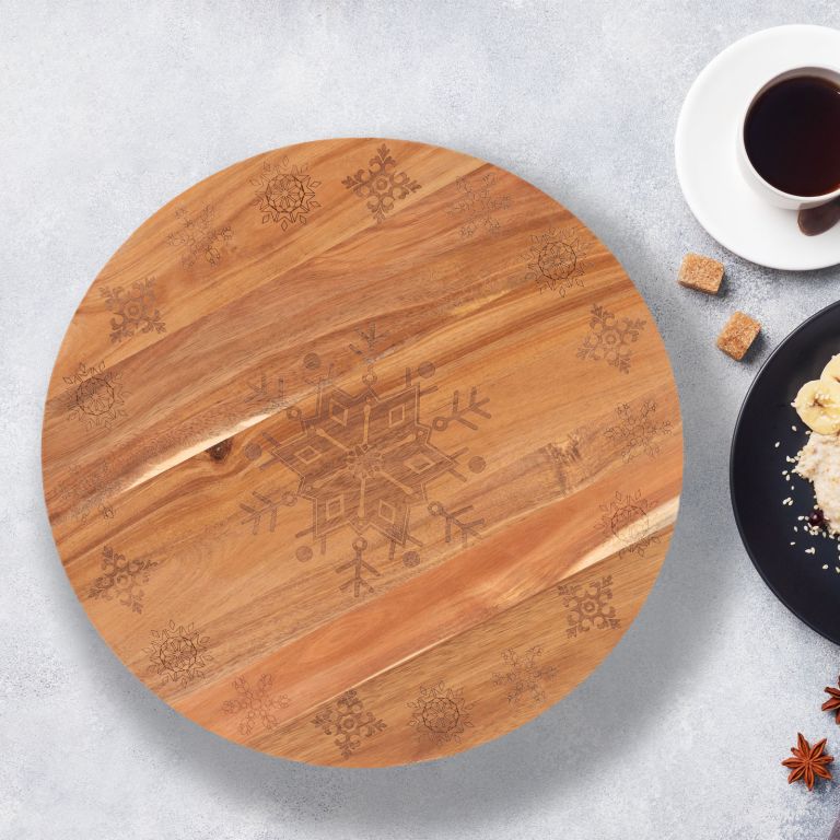 Bread and Butter 18 Inch Wooden Lazy Susan Tray – Wood Snowflake