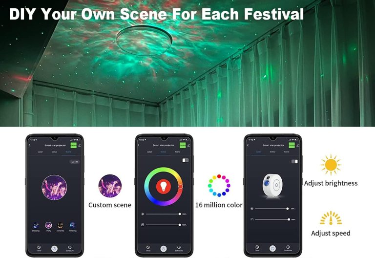 star projector galaxy light bedroom connected with alexa and google home