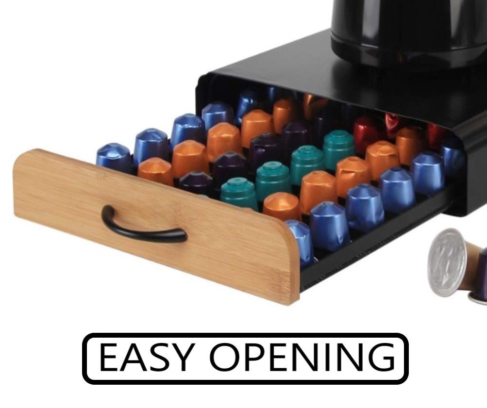 carla home coffee pods holder storage drawer compatible with 60 nespresso pods for kitchen storage & organisation (natural)