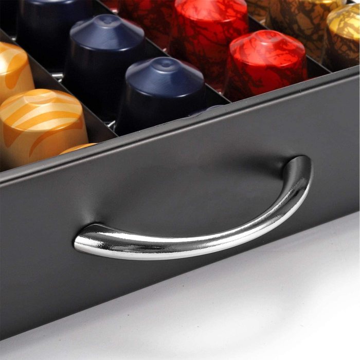 carla home coffee pods holder storage drawer compatible with 60 nespresso pods for kitchen storage & organisation (black)