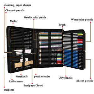 72pcs Professional Drawing Artist Kit Set Pencils and Sketch Charcoal Art Tools 72pcs Professional Drawing Artist Kit Set Pencils and Sketch Charcoal Art Tools