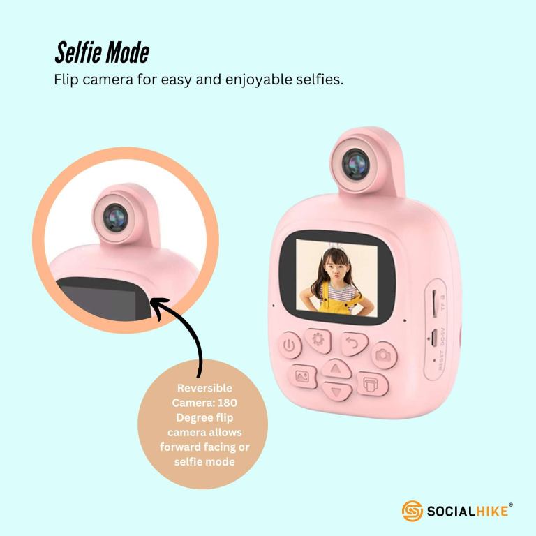Private: Kids Rechargeable Instant Print Camera Pink – Digital Thermal Photo Video MP3
