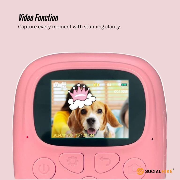 Private: Kids Rechargeable Instant Print Camera Pink – Digital Thermal Photo Video MP3