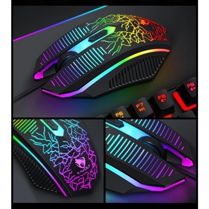 Private: T-Wolf TF400 4-pcs Rainbow Keyboard/Mouse/Headphone/Mouse Pad Kit Set T-Wolf TF400 4-pcs Rainbow Keyboard/Mouse/Headphone/Mouse Pad Kit Set