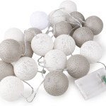 1 Set of 20 LED Grey White 5cm Cotton Ball Battery Powered String Lights 1 Set of 20 LED Grey White 5cm Cotton Ball Battery Powered String Lights
