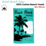 Aqua Blu Bondi Beach Aqua 100% Cotton Beach Towel 80 x 150 cm Aqua Blu Bondi Beach Aqua 100% Cotton Beach Towel 80 x 150 cm