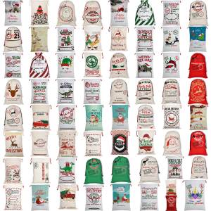 Large Christmas XMAS Hessian Santa Sack Stocking Bag Reindeer Children Gifts Bag, Cream – Merry Xmas w Antler