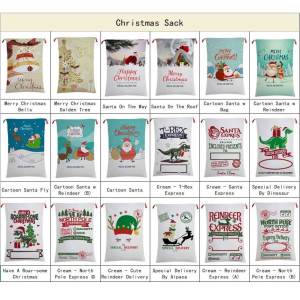 Large Christmas XMAS Hessian Santa Sack Stocking Bag Reindeer Children Gifts Bag, Cream – Merry Xmas w Antler