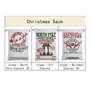 Large Christmas XMAS Hessian Santa Sack Stocking Bag Reindeer Children Gifts Bag, Cream – Merry Xmas w Antler