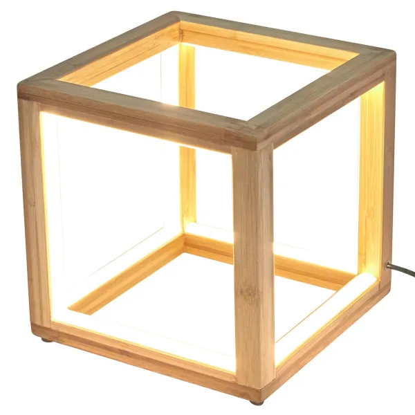 Private: Bamboo Cube LED Lamp Modern Light Minimalistic Scandi – Natural