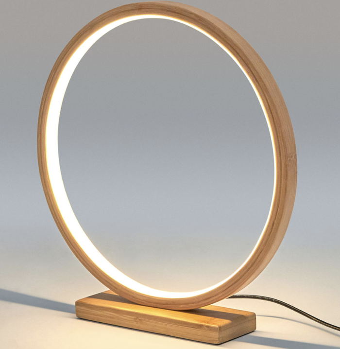 Private: Bamboo Single Ring LED Lamp Light Modern Scandi Minimalistic – Natural