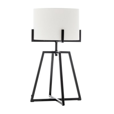 Modern Scandi Metal Dimmable Table Desk Lamp Light w/ Linen Shade – Matte Black