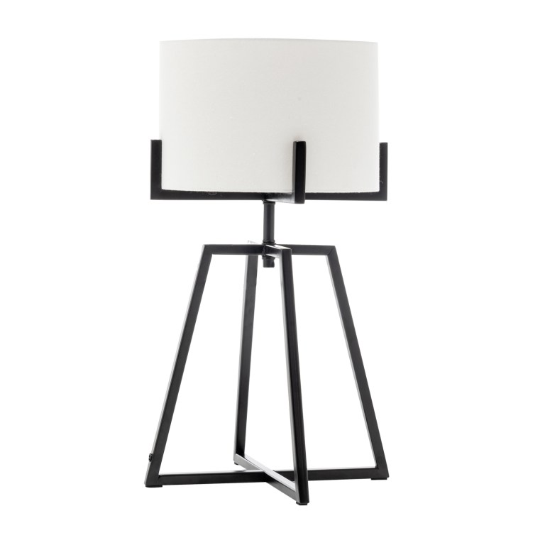 Modern Scandi Metal Dimmable Table Desk Lamp Light w/ Linen Shade – Matte Black