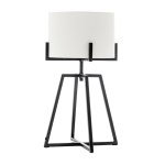 Modern Scandi Metal Dimmable Table Desk Lamp Light w/ Linen Shade – Matte Black
