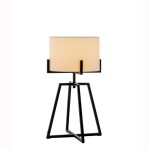 Modern Scandi Metal Dimmable Table Desk Lamp Light w/ Linen Shade – Matte Black