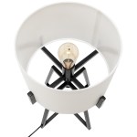 Modern Scandi Metal Dimmable Table Desk Lamp Light w/ Linen Shade – Matte Black