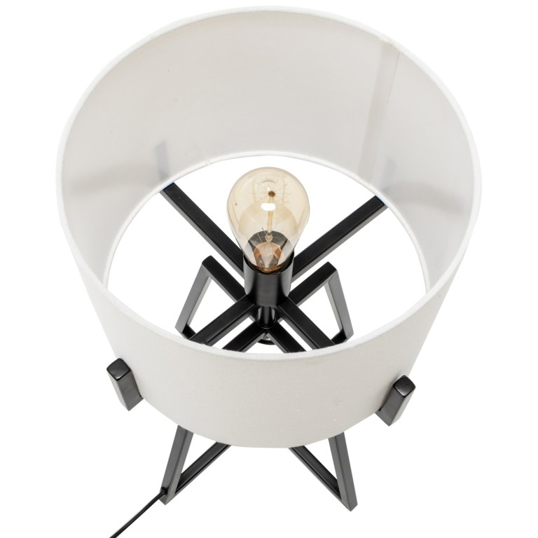 Modern Scandi Metal Dimmable Table Desk Lamp Light w/ Linen Shade – Matte Black