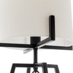 Modern Scandi Metal Dimmable Table Desk Lamp Light w/ Linen Shade – Matte Black