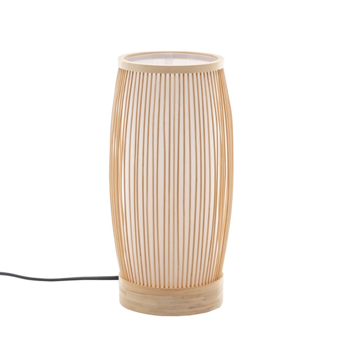 Private: Natural Woven Bamboo Cylinder Table Lamp Light Shade Boho Tropical Coastal