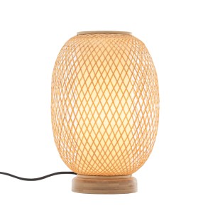 Private: Natural Woven Bamboo Oval Table Lamp Light Shade Boho Tropical Coastal