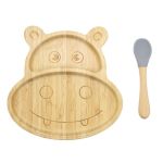 Bamboo Kids Children Baby Plate Bowl & Silicon Suction Cap Base & Spoon – Hippo Bamboo Kids Children Baby Plate Bowl & Silicon Suction Cap Base & Spoon – Hippo