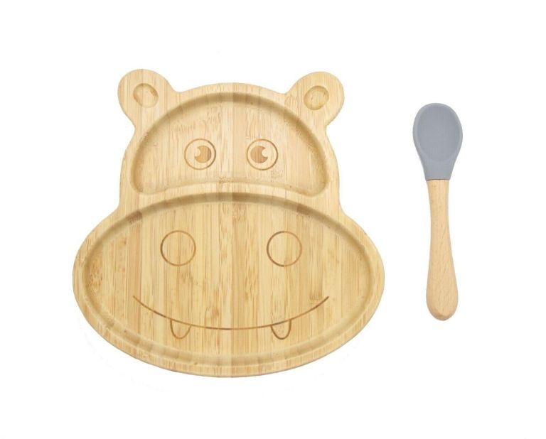 Bamboo Kids Children Baby Plate Bowl & Silicon Suction Cap Base & Spoon – Hippo Bamboo Kids Children Baby Plate Bowl & Silicon Suction Cap Base & Spoon – Hippo