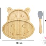 Bamboo Kids Children Baby Plate Bowl & Silicon Suction Cap Base & Spoon – Hippo Bamboo Kids Children Baby Plate Bowl & Silicon Suction Cap Base & Spoon – Hippo