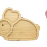 Bamboo Kids Children Baby Plate Bowl & Silicon Suction Cap Base & Spoon – Rabbit