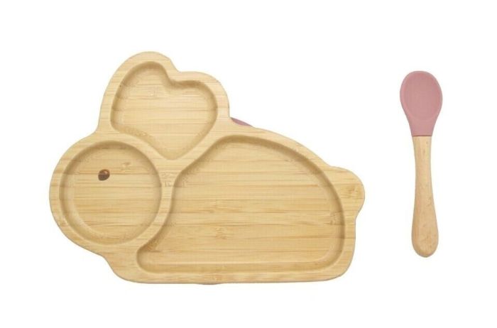 Bamboo Kids Children Baby Plate Bowl & Silicon Suction Cap Base & Spoon – Rabbit Bamboo Kids Children Baby Plate Bowl & Silicon Suction Cap Base & Spoon – Rabbit