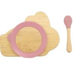 Bamboo Kids Children Baby Plate Bowl & Silicon Suction Cap Base & Spoon – Rabbit