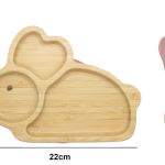 Bamboo Kids Children Baby Plate Bowl & Silicon Suction Cap Base & Spoon – Rabbit