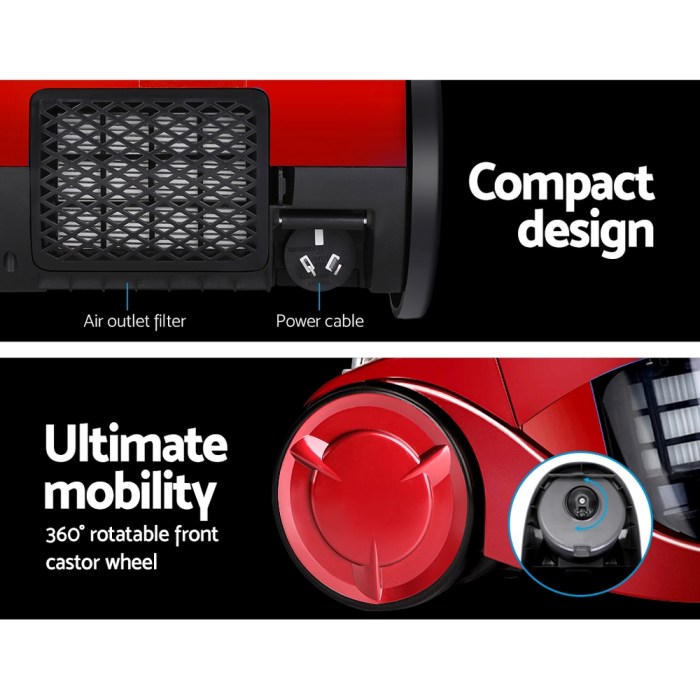 Devanti 2200W Bagless Vacuum Cleaner Red Devanti 2200W Bagless Vacuum Cleaner Red