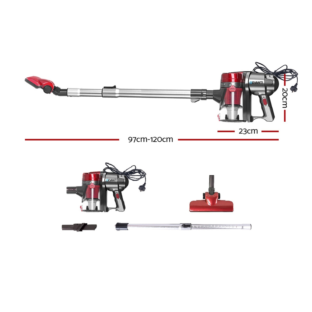 Devanti Stick Vacuum Cleaner Handheld Corded 450W Red Devanti Stick Vacuum Cleaner Handheld Corded 450W Red