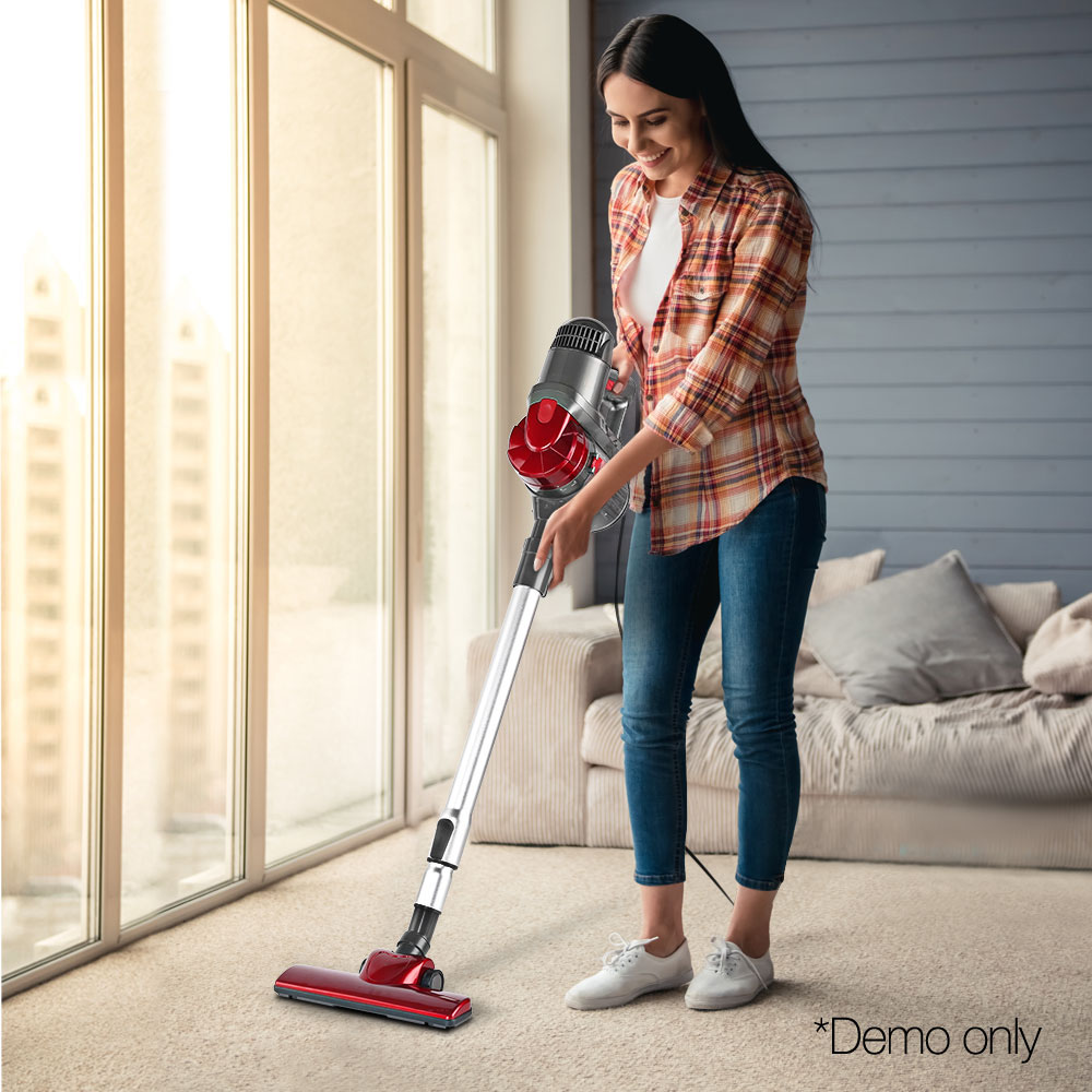 Devanti Stick Vacuum Cleaner Handheld Corded 450W Red Devanti Stick Vacuum Cleaner Handheld Corded 450W Red