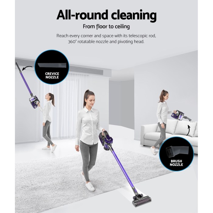 Devanti Stick Vacuum Cleaner Cordless HEPA Filter Purple Devanti Stick Vacuum Cleaner Cordless HEPA Filter Purple