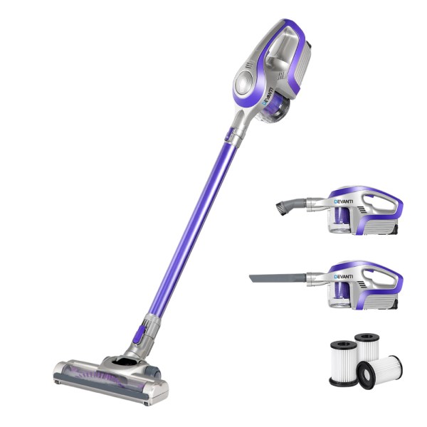 Devanti Stick Vacuum Cleaner Cordless HEPA Filter Purple 150W Devanti Stick Vacuum Cleaner Cordless HEPA Filter Purple 150W