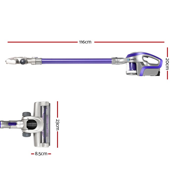 Devanti Stick Vacuum Cleaner Cordless HEPA Filter Purple 150W Devanti Stick Vacuum Cleaner Cordless HEPA Filter Purple 150W
