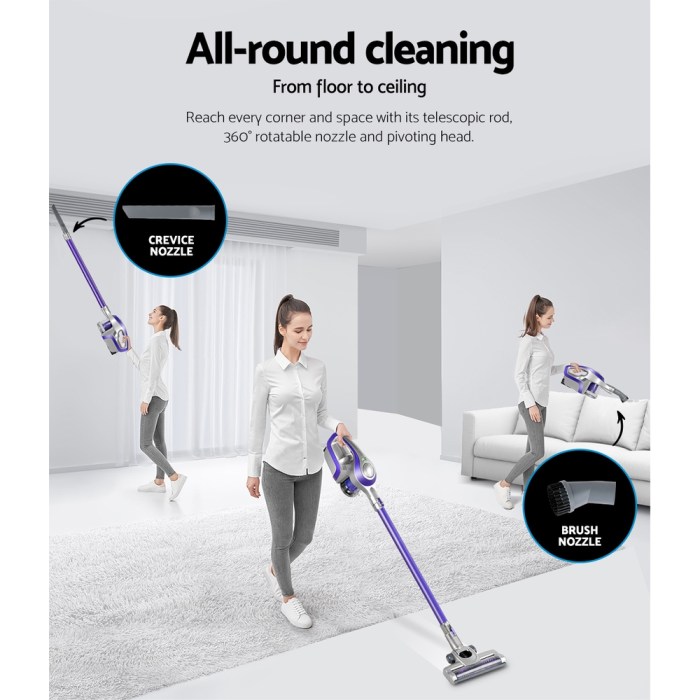 Devanti Stick Vacuum Cleaner Cordless HEPA Filter Purple 150W Devanti Stick Vacuum Cleaner Cordless HEPA Filter Purple 150W